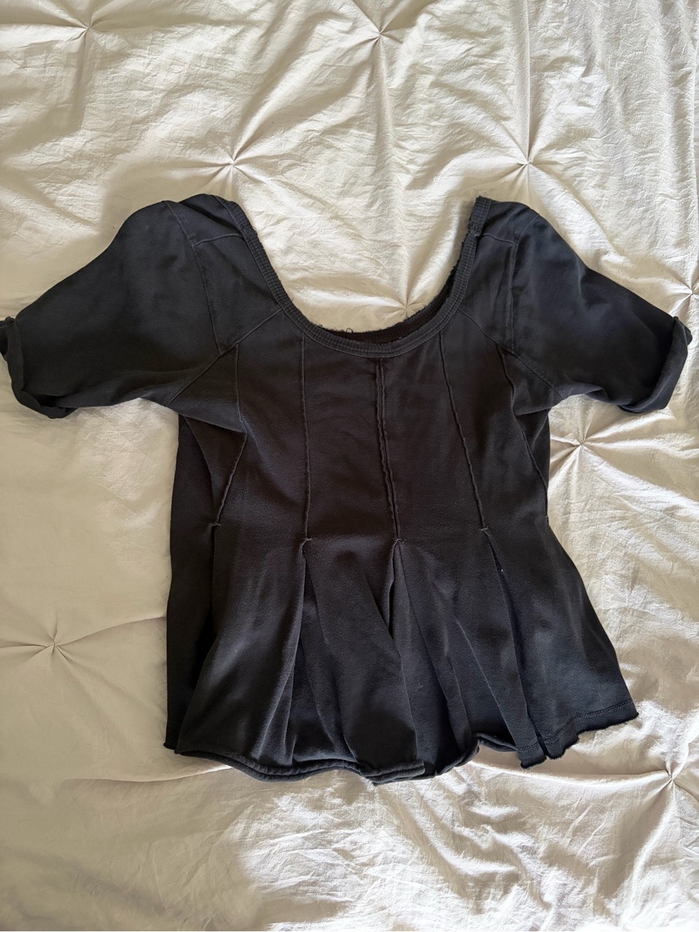Free People Vintage Black Scoop-Neck Short Sleeve Tunic